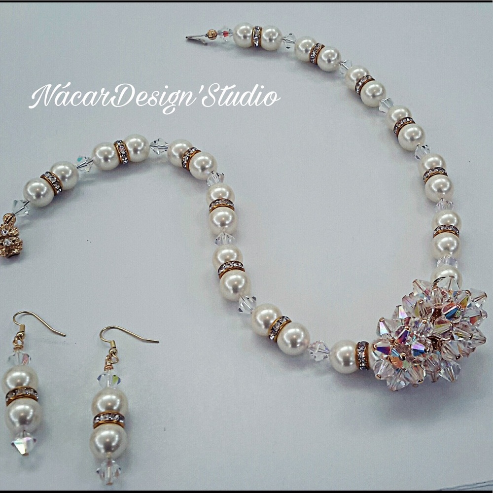 NWT Pearl Statement Necklace Set - Picture 4 of 9
